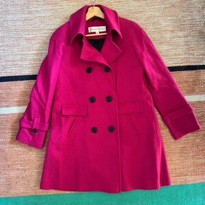 Trina Turk Women's Double-Breasted Pink Wool Coat Size 8